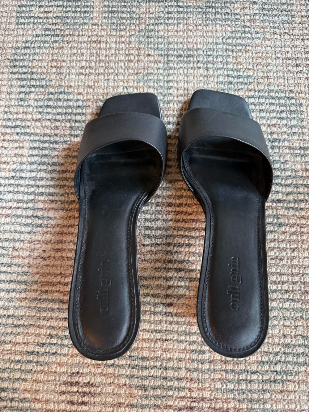 cult gaia Black Slide Sandals with Sculpted Gold Heel - Picture 5 of 5